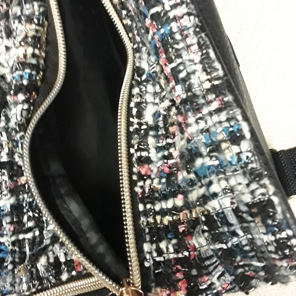 Black Heart Houndstooth Shimmer Pastel boho Goth Backpack Purse Bag - Picture 7 of 8